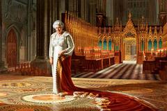 Portrait of the Queen defaced with spray paint at Westminster Abbey
